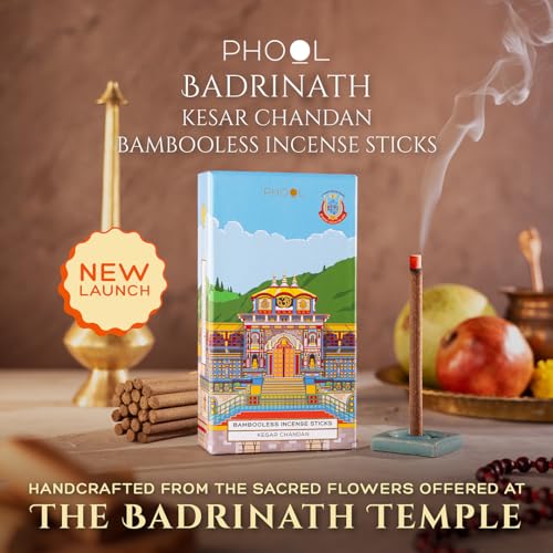 PHOOL Luxury Incense Badrinath Bambooless Incense Sticks | Kesar Chandan Dhoop for Pooja & Meditation | Natural Chemical-Free Smokeless Agarbatti | Free Dhoop Holder | Eco-Friendly | Pack of 27 - Image 2