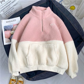 European Style Real Photography Lambswool Polo/Turtle Neck Half-Zip Up Sweatshirt Womens Autumn/Winter New Imported Korean Vers Pink - pzsku/ZC0C34B9763FC91AEF25EZ/45/1746233289/672941ee-0905-4191-9dbd-b37fb5603c43