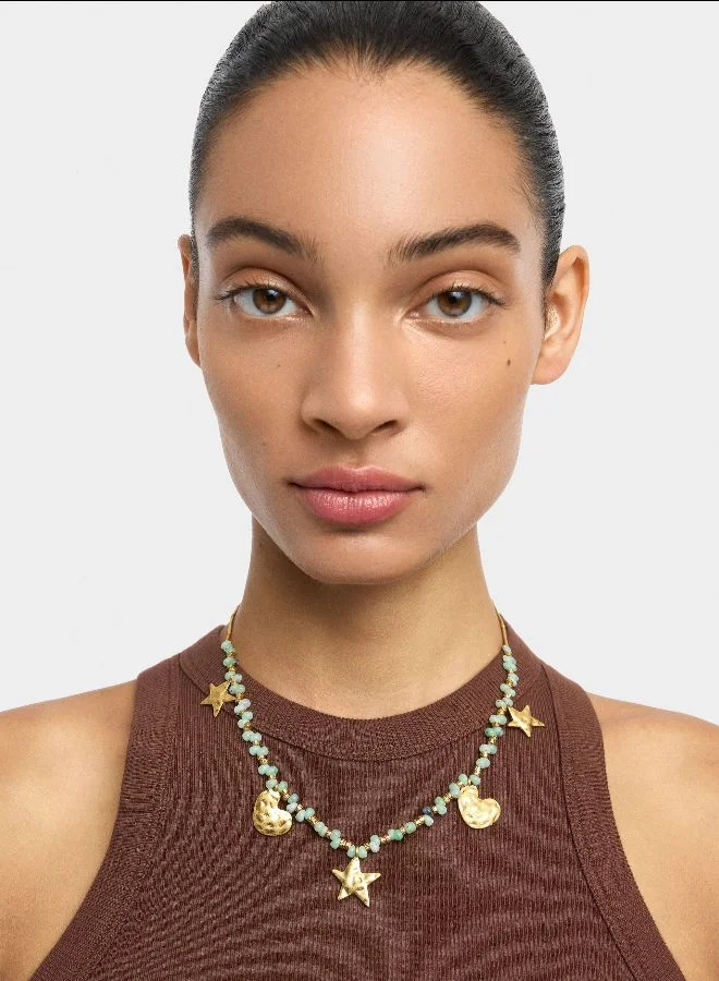PARFOIS Necklace With Star And Heart Pendants