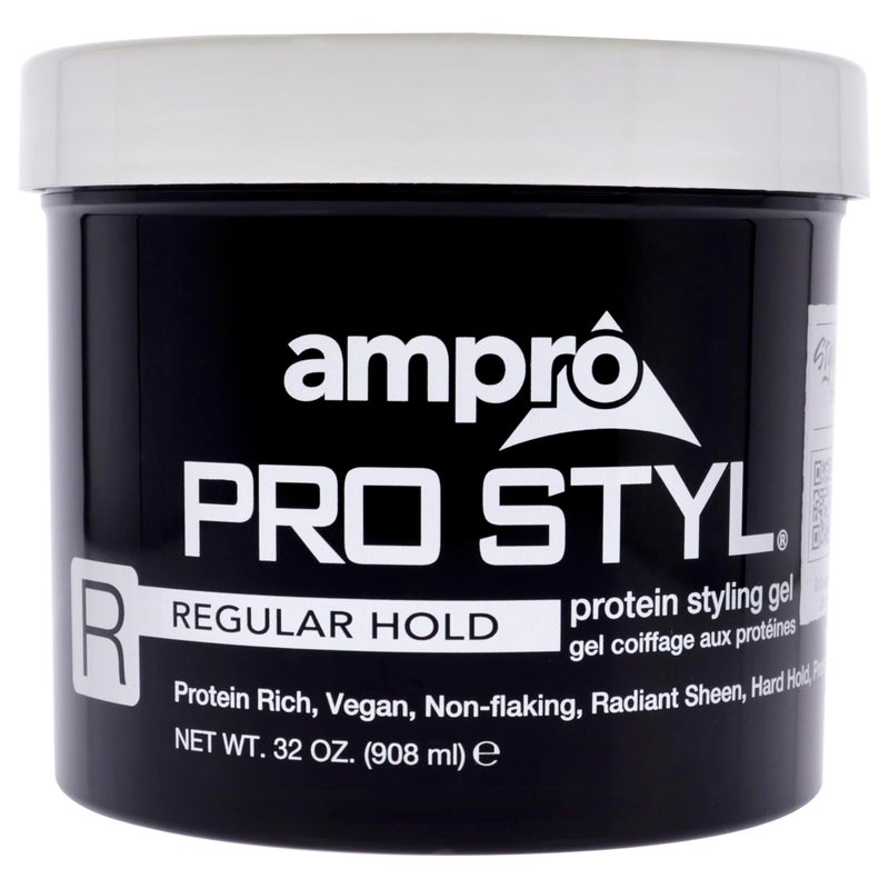 AmPro Pro Styl Styling Gel - Protects and Strengthens Your Strands - Non-Flaking, Alcohol Free, Vegan Formula - Flexible, Touchable Hold for All Hair Textures - Regular - 32 oz - Image 1
