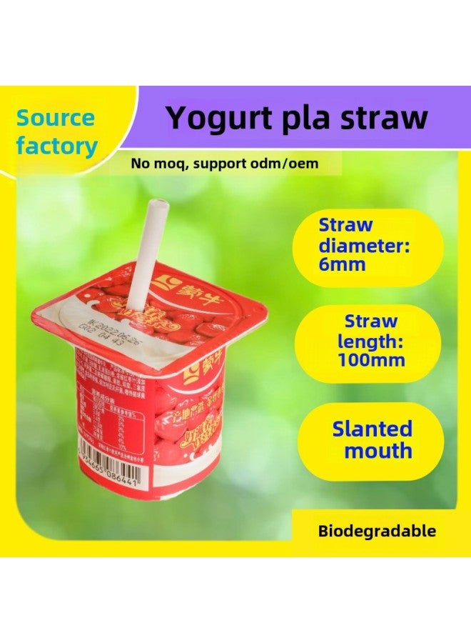 Biodegradable Yogurt Straw Short Thin Disposable Pointed Independent Packaging Milk Children Pla Straw For Aviation-Color:Transparent-Specifications:6*100mm  - Image 2