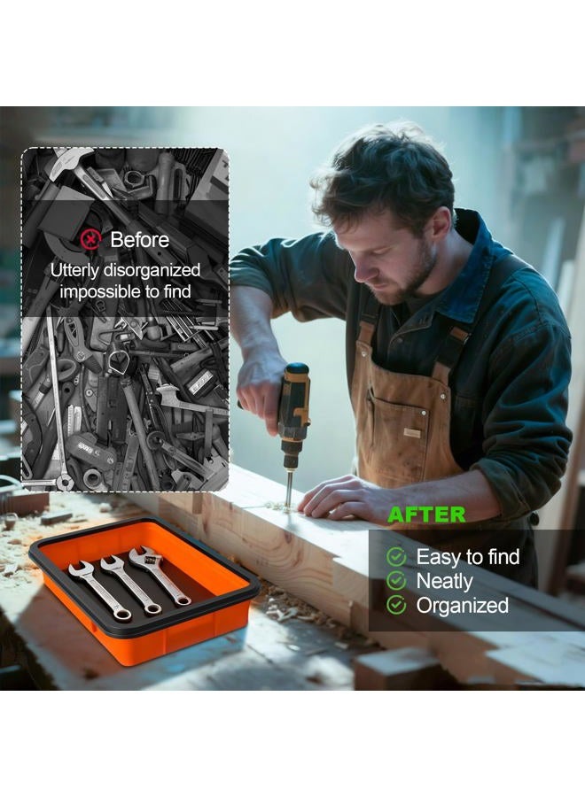 Buhobha Foldable Magnetic Parts Organizer: 3 Heavy-Duty Foldable Trays, Bolts, Nuts, Washers & Small Metal Tools - Image 5