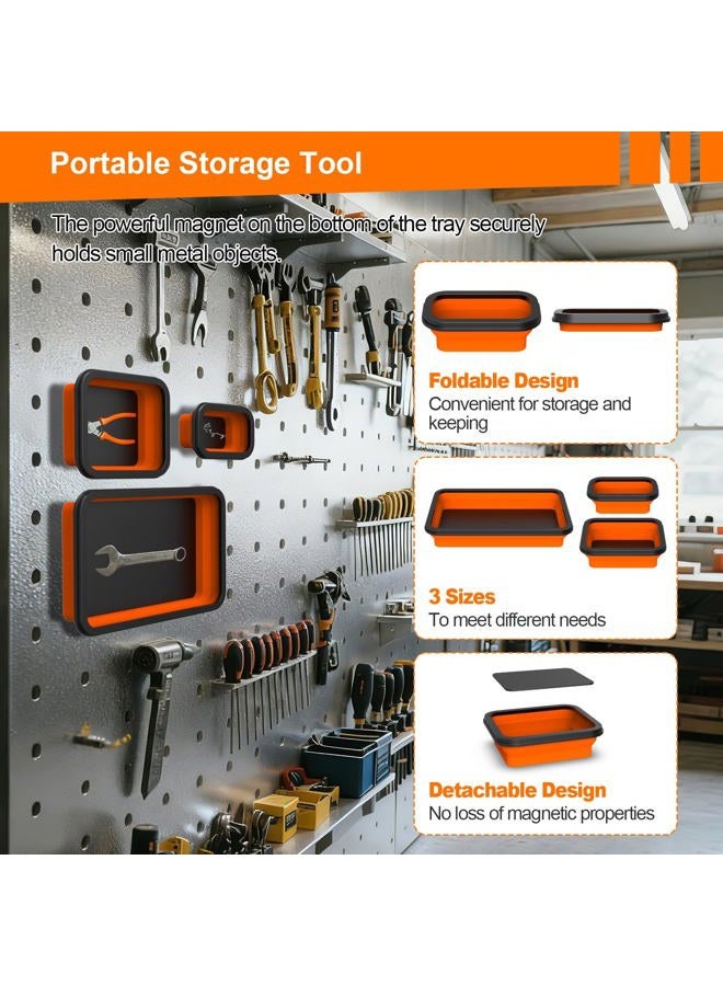 Buhobha Foldable Magnetic Parts Organizer: 3 Heavy-Duty Foldable Trays, Bolts, Nuts, Washers & Small Metal Tools - Image 2