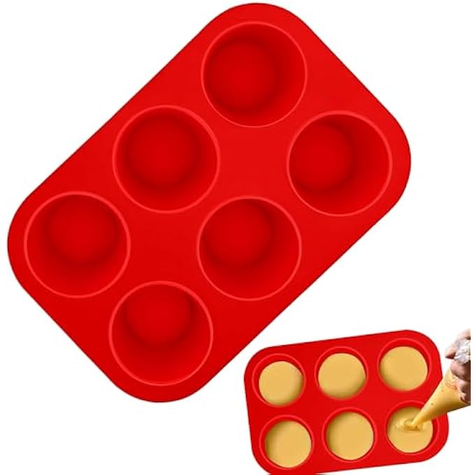 سيليكون الكعك عموم 6 كوب سيليكون كعكة العفن سيليكون العفن خبز كب كيك القصدير بودنغ صينية اسطوانة العفن لصنع بيض الكعك كب كيك كيش - Image 1
