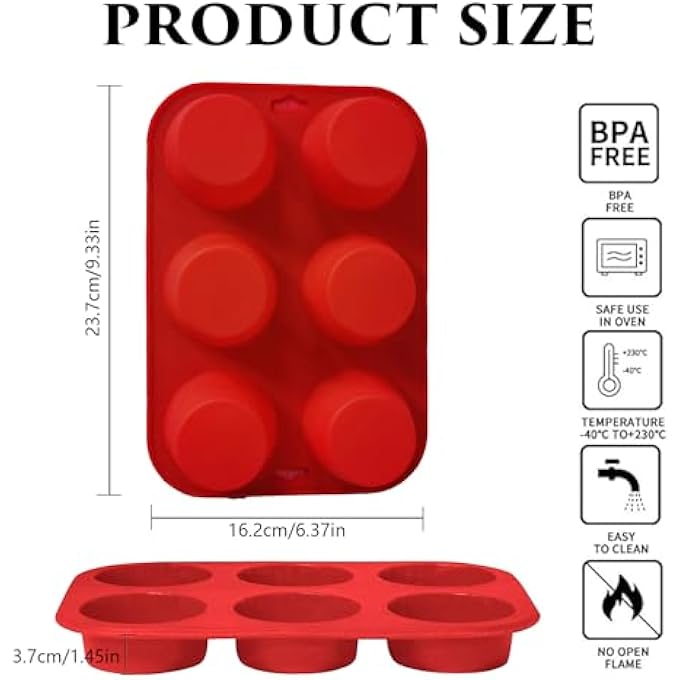 سيليكون الكعك عموم 6 كوب سيليكون كعكة العفن سيليكون العفن خبز كب كيك القصدير بودنغ صينية اسطوانة العفن لصنع بيض الكعك كب كيك كيش - Image 3