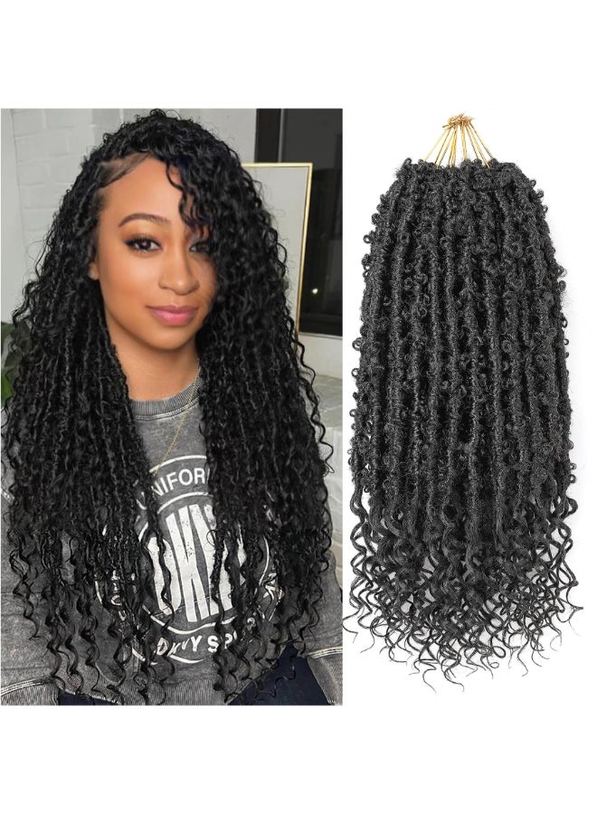 Aipin Butterfly Locs Goddess Locs Crochet Hair With Curly Ends 18 Inch Distressed Faux Locs Soft Locs Crochet Hair For Black Women 18 Inch 6packs1B - Image 2