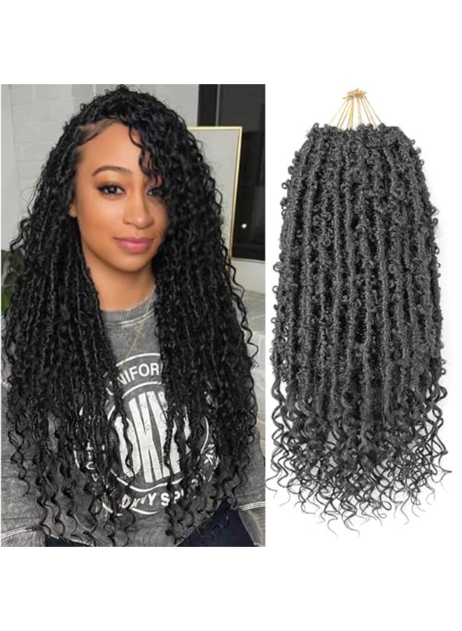 Aipin Butterfly Locs Goddess Locs Crochet Hair With Curly Ends 18 Inch Distressed Faux Locs Soft Locs Crochet Hair For Black Women 18 Inch 6packs1B - Image 1