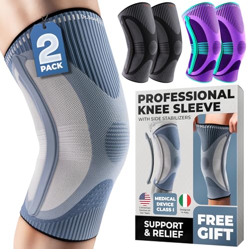 DR. BRACE ELITE Knee Brace with Size Stabilizer (2 Pack) Knee Brace for Women & Men, Workout, Sports, Daily Knee Compression Sleeve for Maximum Knee Pain Support & Fast Recovery (Uranus, Medium) - Image 1