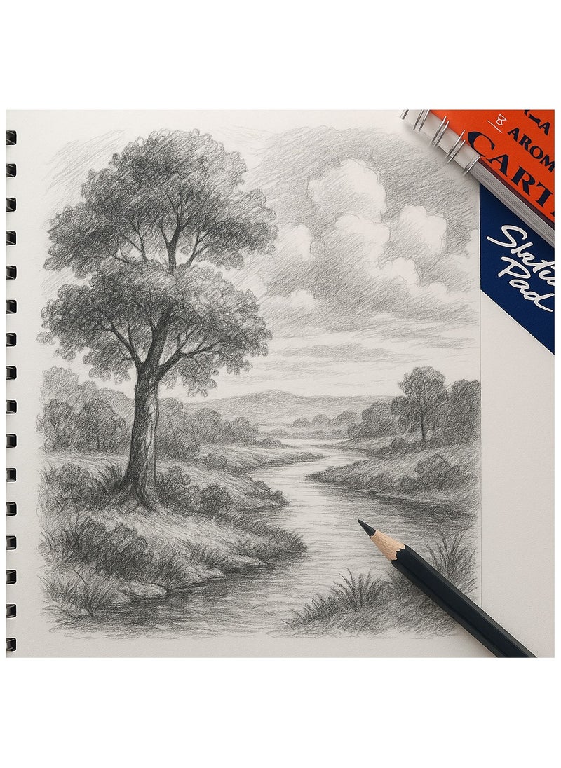 أروما كتاب رسم احترافي مقاس A3 - 50 ورقة ورق رسم خرطوشة ناعمة - كتاب رسم حلزوني للفنان مقاس A3 - ورق أبيض 120 جرامًا للمتر المربع للفنون الجميلة والتصميمات  - Image 4
