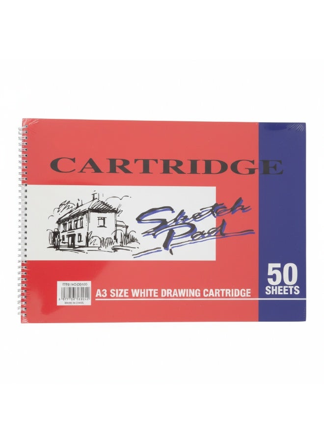 كتاب رسم احترافي مقاس A3 - 50 ورقة ورق رسم خرطوشة ناعمة - كتاب رسم حلزوني للفنان مقاس A3 - ورق أبيض 120 جرامًا للمتر المربع للفنون الجميلة والتصميمات - Image 1