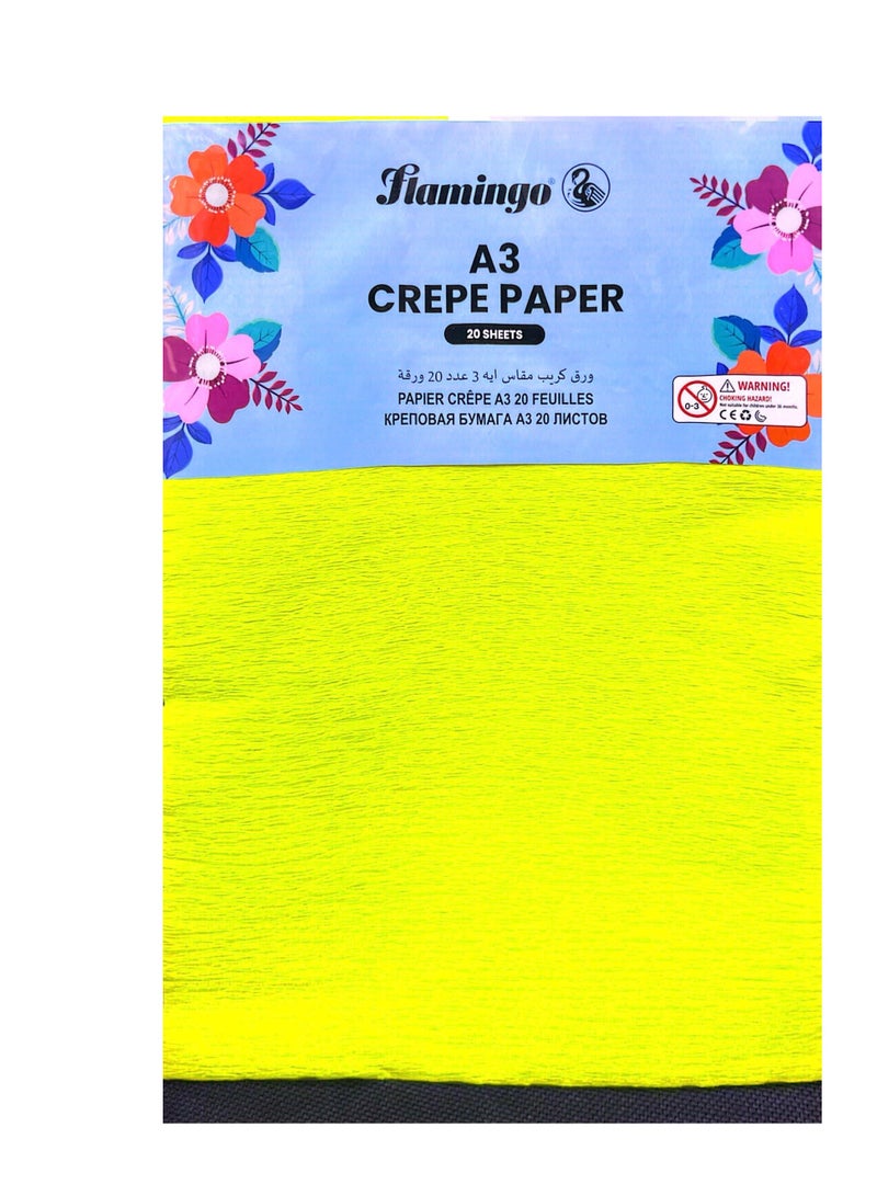 A3 - 297 mm x 420 mm, 29.7 cm x 42 cm or 11.7 in x 16.5 in. 20 Crepe Paper for DIY Flower Making and Wrappin |10 Color 2 Sheet Each Crepe Paper ,20 Sheet A3 SIZE - Image 1