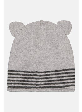 oysho Women Knitted Stripe Beanie, Grey  - Image 1