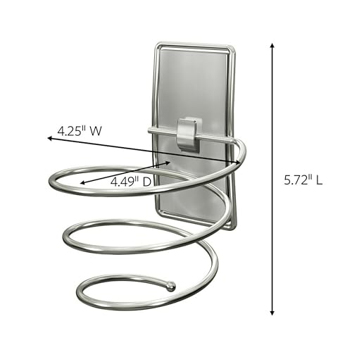 Command Hair Dryer Holder, Satin Nickel, 1-Holder, 2-Water-Resistant Strips, Organize Damage-Free - Image 2