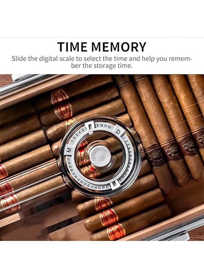 Medium Wooden Humidor Storage Box with Natural Cedar Wood Lining, Built-in Hygrometer and Humidifier, Transparent Glass Display Lid, Durable Construction, Ideal for Preserving up to 10 Pieces at Home or Office - Image 4