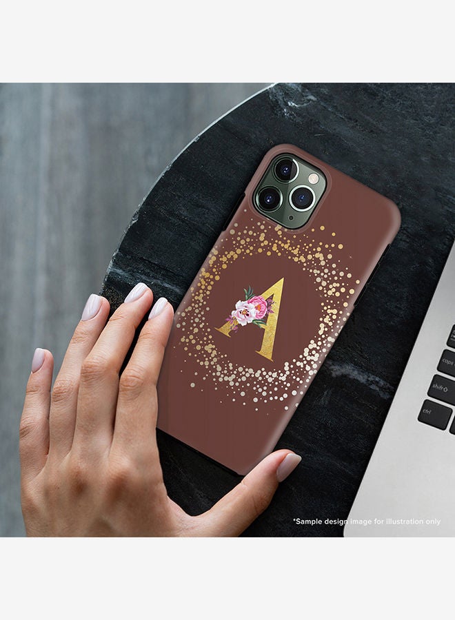 Monogram Tough Series for Apple iPhone 11 Pro Custom Initials Floral Pattern Tough Pro Dual Layer hybrid PC inner TPU protection Alphabet- G (Brown)