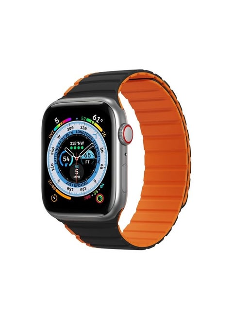 Replacement Strap DUX DUCIS Magnetic Silicone Watch Band For Apple Watch SE 2023 44mm Black Orange