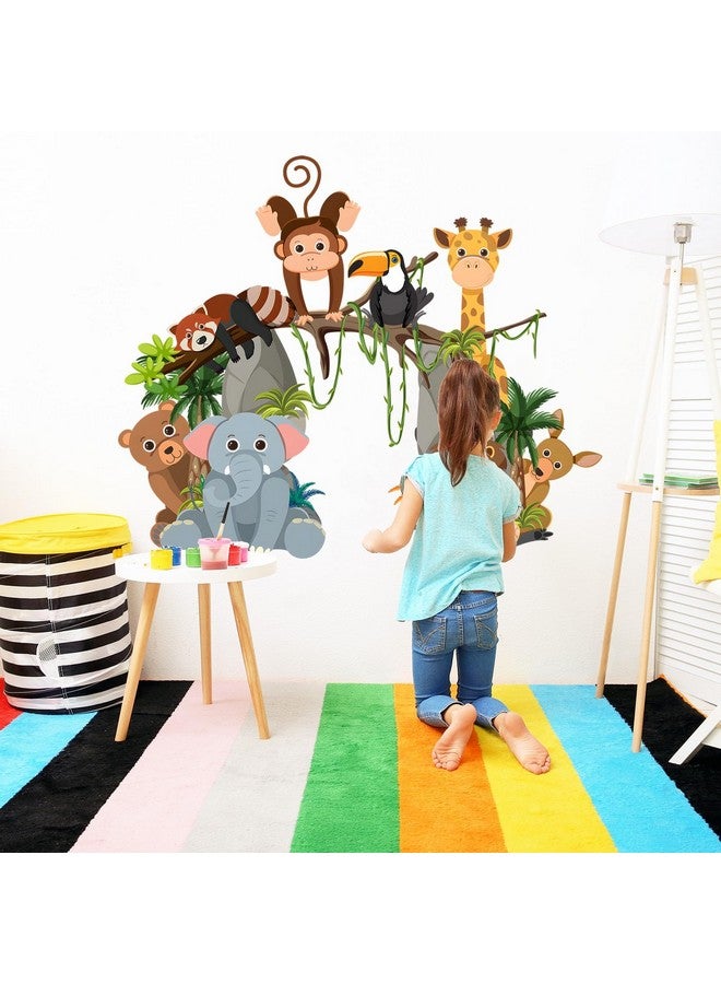 Eutecado Jungle Animals Wall Decals Safari Wall Stickers for Nursery, Forest Elephant Giraffe Wall Decor Stickers Monkey Bear Lion Deer Art Decals Peel and Stick Wall Decorations for Kids Room - Image 3