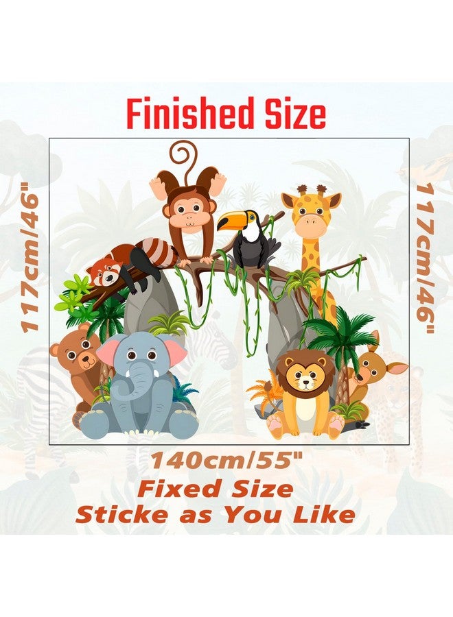 Eutecado Jungle Animals Wall Decals Safari Wall Stickers for Nursery, Forest Elephant Giraffe Wall Decor Stickers Monkey Bear Lion Deer Art Decals Peel and Stick Wall Decorations for Kids Room - Image 4