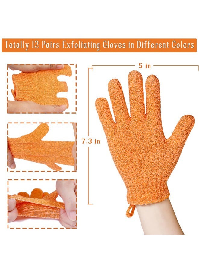 CVNDKN Shower Gloves,24 Pcs Exfoliating Bath Gloves,Body Scrub Gloves with Hanging Loop for Beauty Spa Massage Skin Shower Body Scrubber-12 Colors  - Image 2
