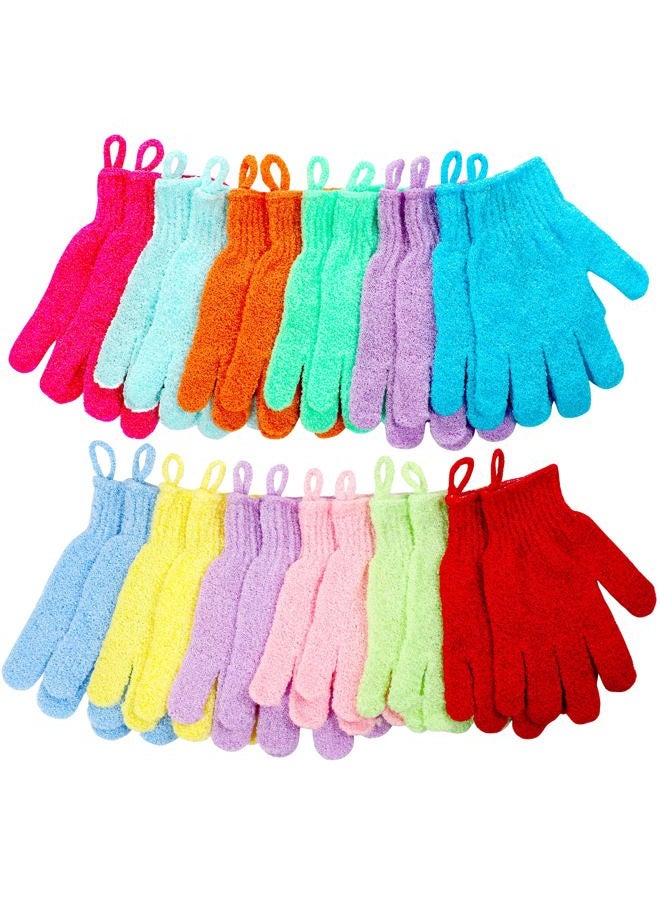 CVNDKN Shower Gloves,24 Pcs Exfoliating Bath Gloves,Body Scrub Gloves with Hanging Loop for Beauty Spa Massage Skin Shower Body Scrubber-12 Colors  - Image 1