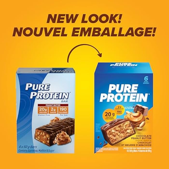 Pure Protein Bars, Gluten Free, Snack Bars, Chocolate Peanut Butter, 50 gram, 6 Count, {Imported from Canada} - Image 3