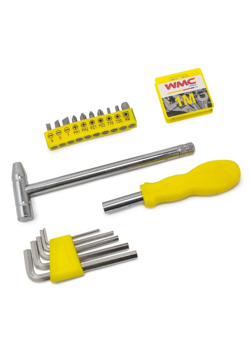 WMC TOOLS - WMS proffesional set of tools-21 pcs. Wrenches, A knife, pliers, Bits, Screwdrivers, Hexagons, Tape measure - Image 1