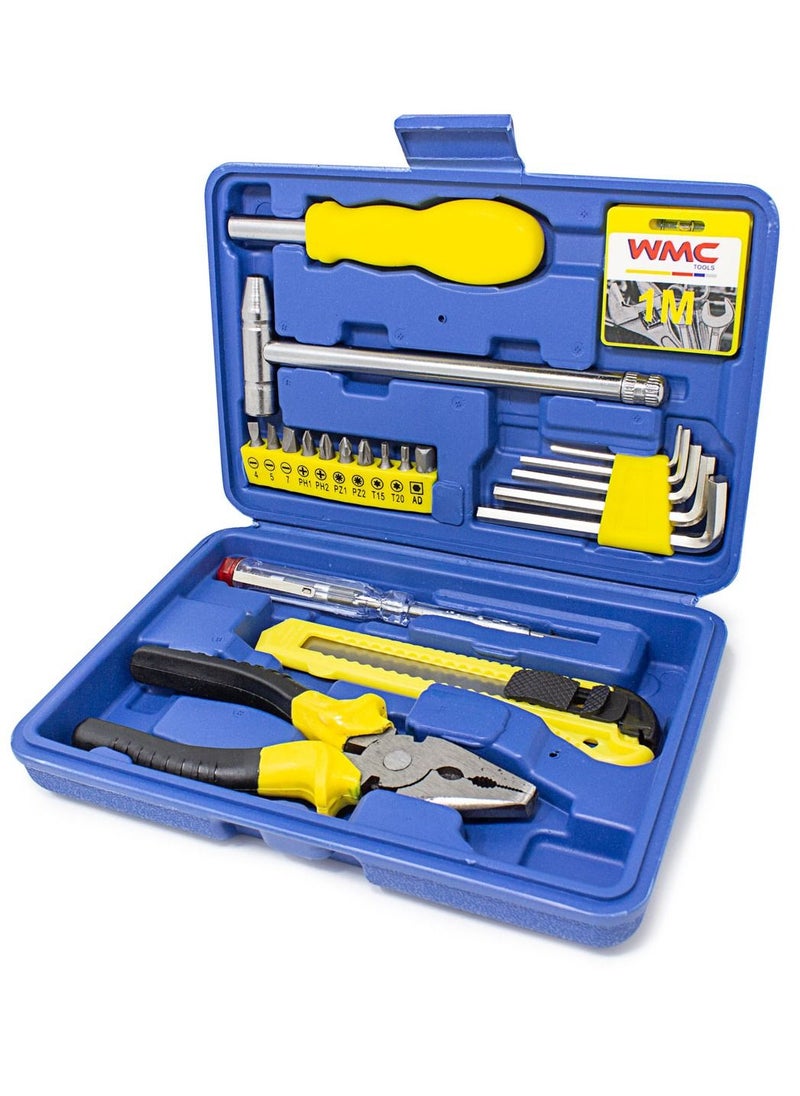 WMC TOOLS - WMS proffesional set of tools-21 pcs. Wrenches, A knife, pliers, Bits, Screwdrivers, Hexagons, Tape measure - Image 1