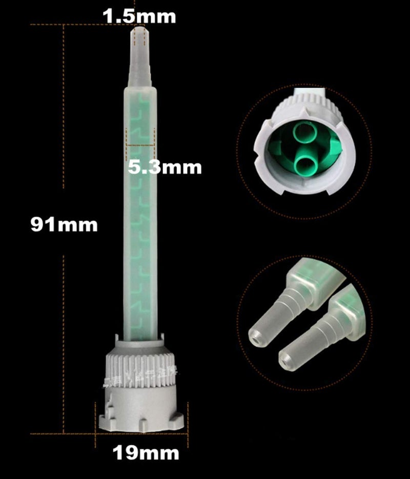 FRIGIIRE Mixing Nozzles Adhesive Cartridges Tip for 50ml Resin Mixer Adhesive Applicatior 16-Element, 3.6in, 1:1 & 2:1 ratios(20 Pieces) - Image 2