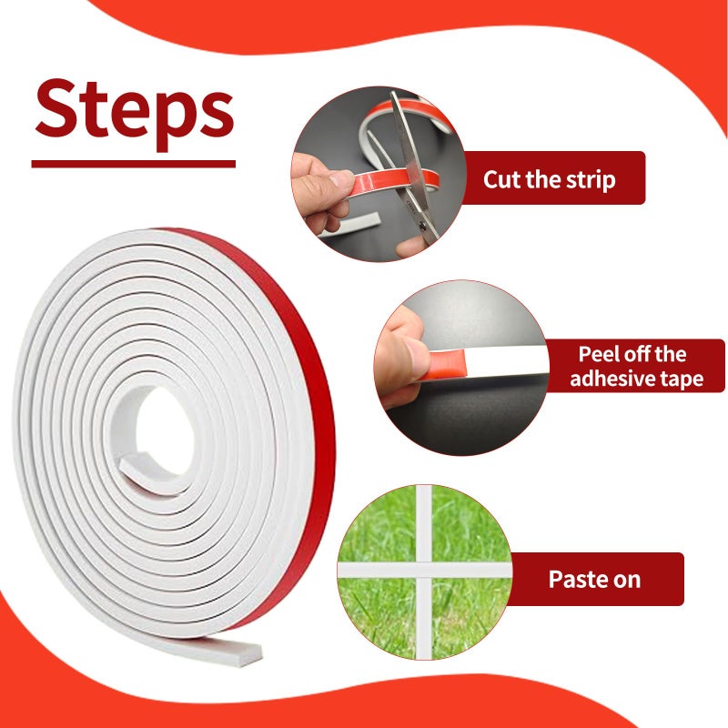 KEOHOLI 5 Rolls Total 32.8ft Window Grille Inserts Grid Kit Self Adhesive Peel and Stick Trim Simulated DIY Window Decorative PVC Strip Molding Trim Frames (White) - Image 4