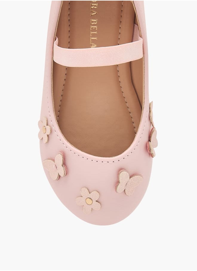 Flora Bella By Shoexpress Girls Ballerina Shoes With Elastic And Butterfly Details  - Image 4