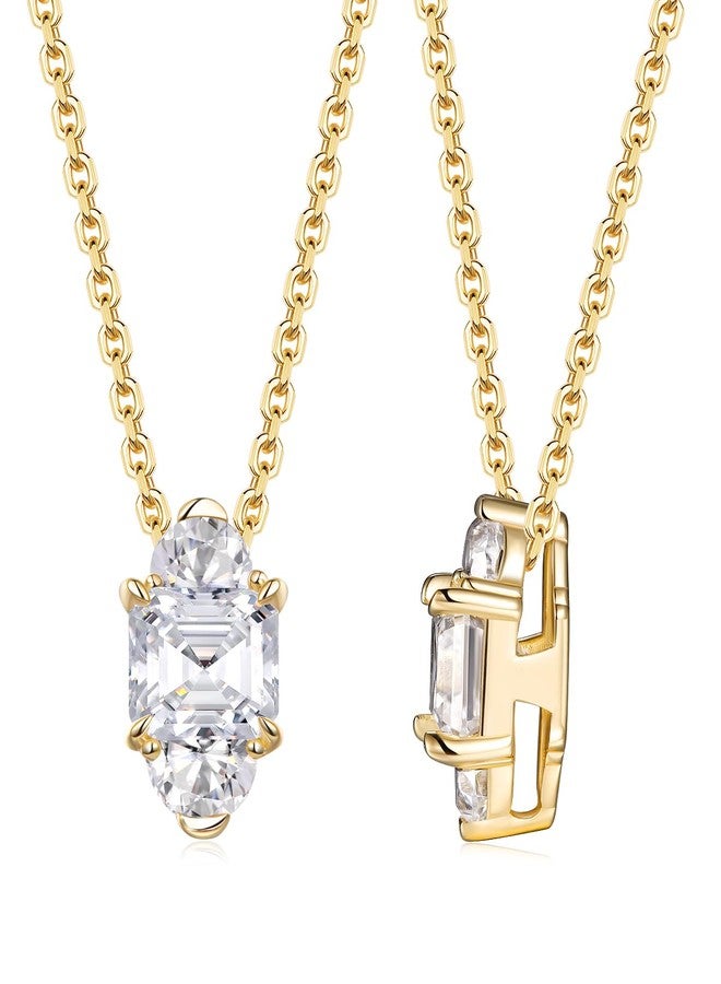 CYW Moissanite Diamond Pendant Gold Bar Skateboard Necklace 925 Sterling Silver - Image 1