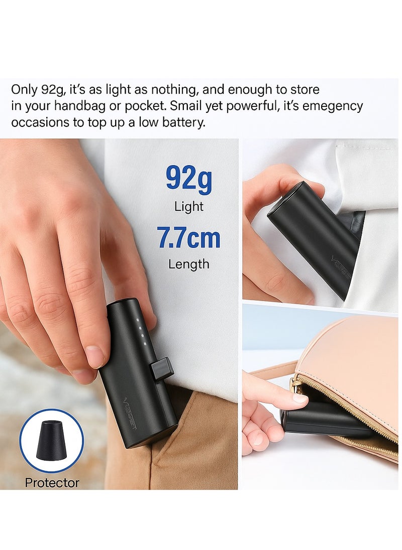 VEGER VEGER Portable Mini Powerbank 5000mAh Quick Charge 20W PD Portable Charger Plug-in-Use Powerbank Compatible for iPhone  - Image 2