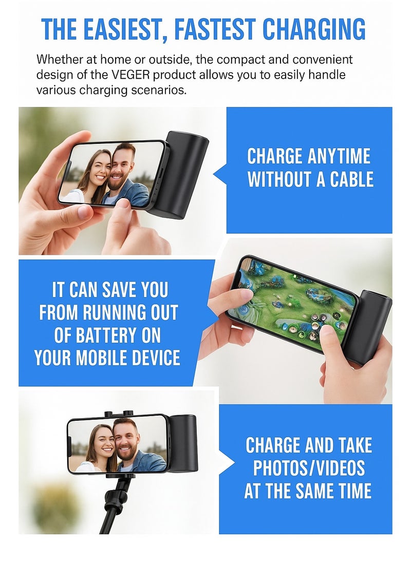 VEGER VEGER Portable Mini Powerbank 5000mAh Quick Charge 20W PD Portable Charger Plug-in-Use Powerbank Compatible for iPhone  - Image 3