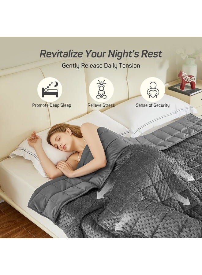 great daxing Weighted Blanket 15lbs for Adults, Ultra Soft Minky Dot Heavy Blankets for Sleep, Breathable Washable Throw Blanket with Glass Beads, 48"x72" Twin Size, Grey - Image 2