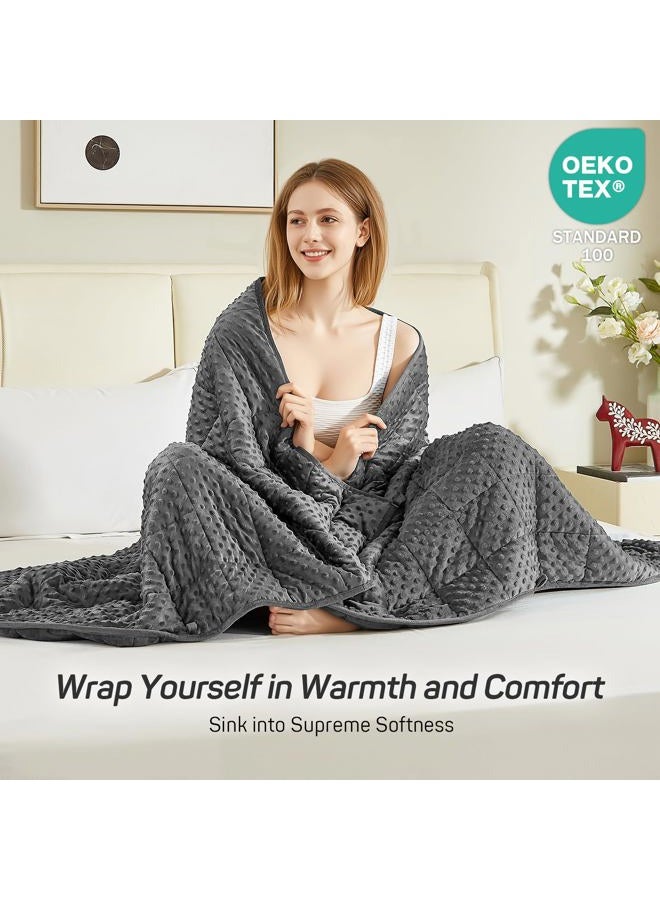 great daxing Weighted Blanket 15lbs for Adults, Ultra Soft Minky Dot Heavy Blankets for Sleep, Breathable Washable Throw Blanket with Glass Beads, 48"x72" Twin Size, Grey - Image 3