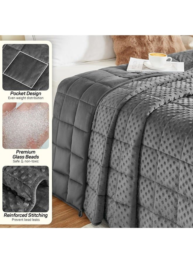 great daxing Weighted Blanket 15lbs for Adults, Ultra Soft Minky Dot Heavy Blankets for Sleep, Breathable Washable Throw Blanket with Glass Beads, 48"x72" Twin Size, Grey - Image 5
