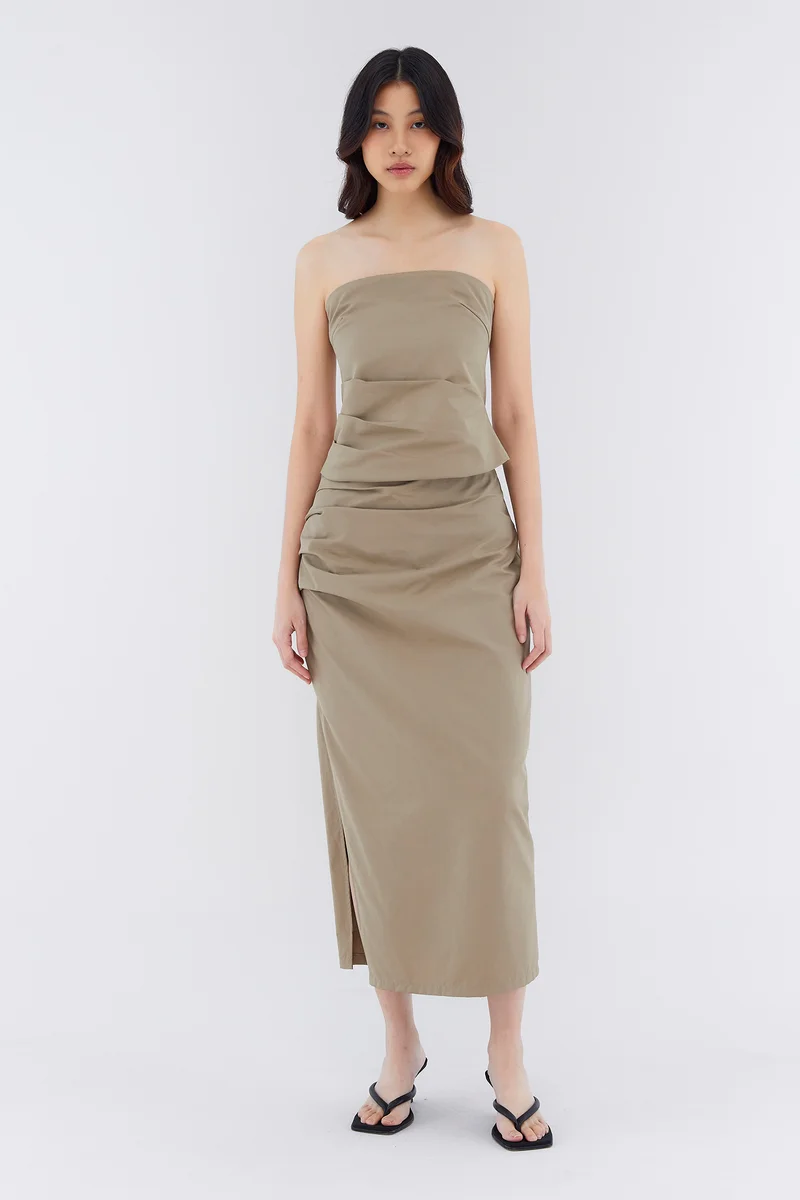 Ammos Mid-Rise Side Ruch Skirt