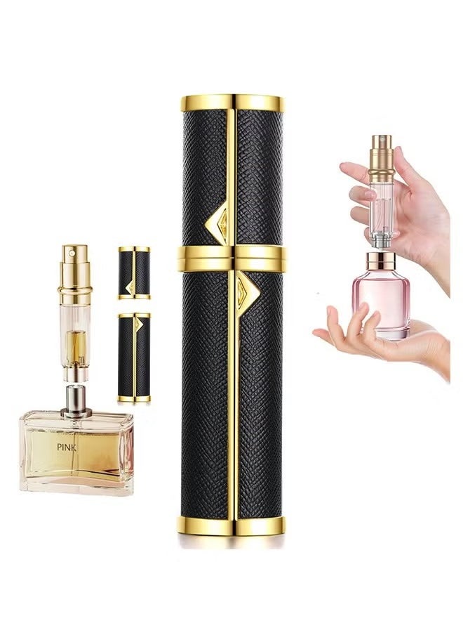 Arabest Perfume Bottles Empty Refill, Perfume Atomizer, Refillable Portable Mini Perfume Atomizer, Perfume Spray bottle Atomizer for Travel, Leaking Proof, Luxury Leather, 5ml (Black)  - Image 1