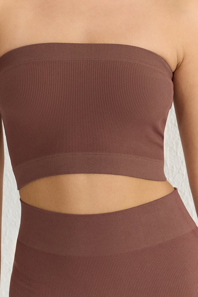 trendyol Stone-Brown 2-Pack Seamless/Seamless Ribbed Strapless Knitted Sports Bra Twoss21Ss0061 - Image 4