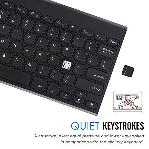 Arteck 2.4G Wireless Keyboard Stainless Steel Ultra Slim Keyboard for Computer/Desktop/PC/Laptop/Surface/Smart TV and Windows 11/10 / 8/7 / Vista/XP Built in Rechargeable Battery - Image 4