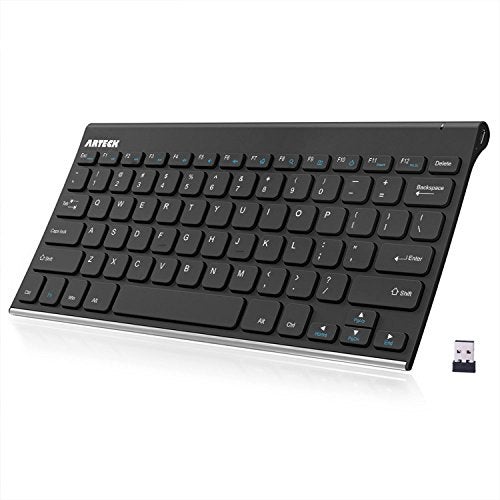 Arteck 2.4G Wireless Keyboard Stainless Steel Ultra Slim Keyboard for Computer/Desktop/PC/Laptop/Surface/Smart TV and Windows 11/10 / 8/7 / Vista/XP Built in Rechargeable Battery - Image 1