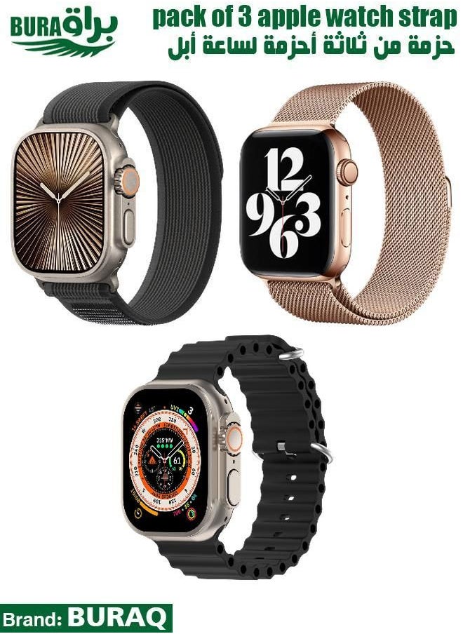 BURAQ - Apple Watch Band Strap For Apple Watch Ultra 2/Ultra 49mm, Series 10 46mm, 9/8/7 45mm, SE2/SE/6/5/4 44mm, 3/2/1 42mm - Image 1