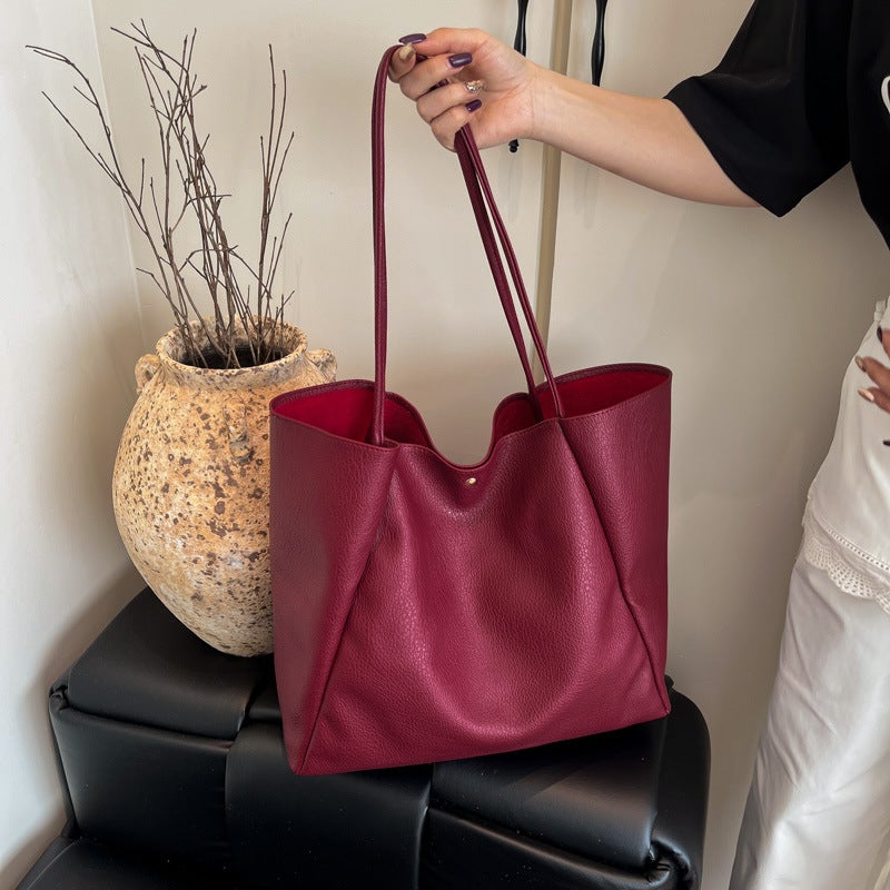 Large Capacity Women's Retro PU Tote Bag 2025 for Work Commute - Image 1
