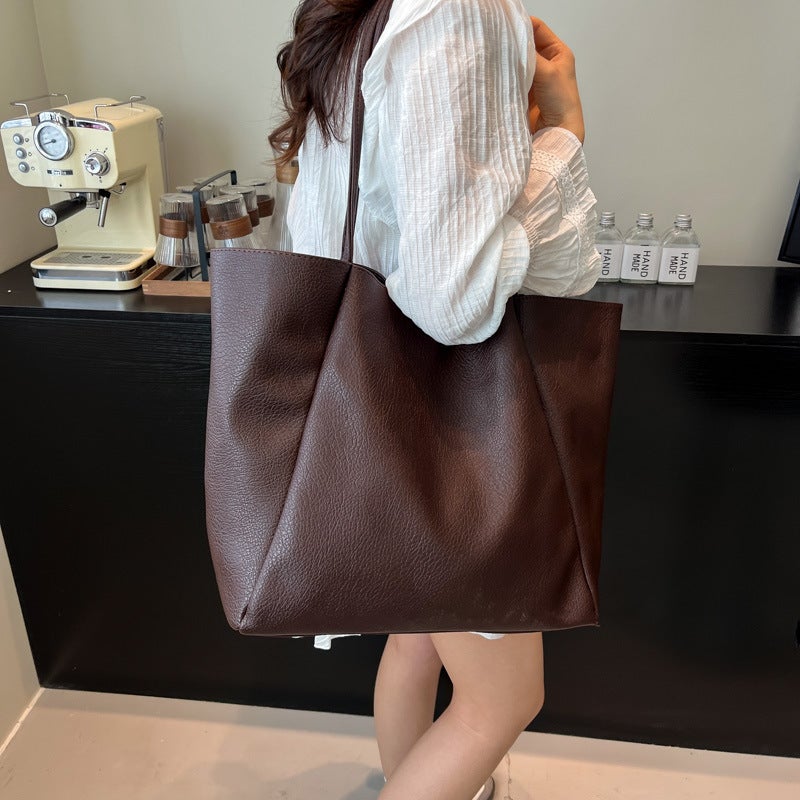 Large Capacity Women's Retro PU Tote Bag 2025 for Work Commute - Image 3