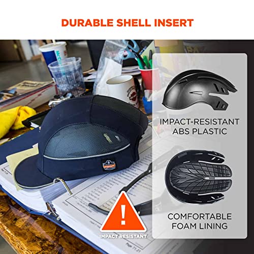 Ergodyne Safety Bump Cap with LED Brim Lighting, Baseball Hat Style, Long Brim, Ergodyne Skullerz 8960 , Black - Image 4