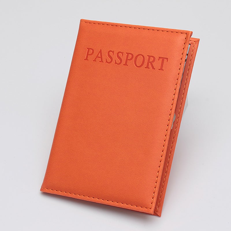 Custom Logo Leather Passport Holder Orange 