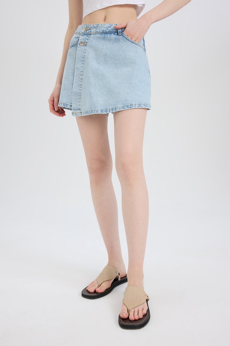 DeFacto Blue Woman High Waist Denim Skort Casual - Image 1