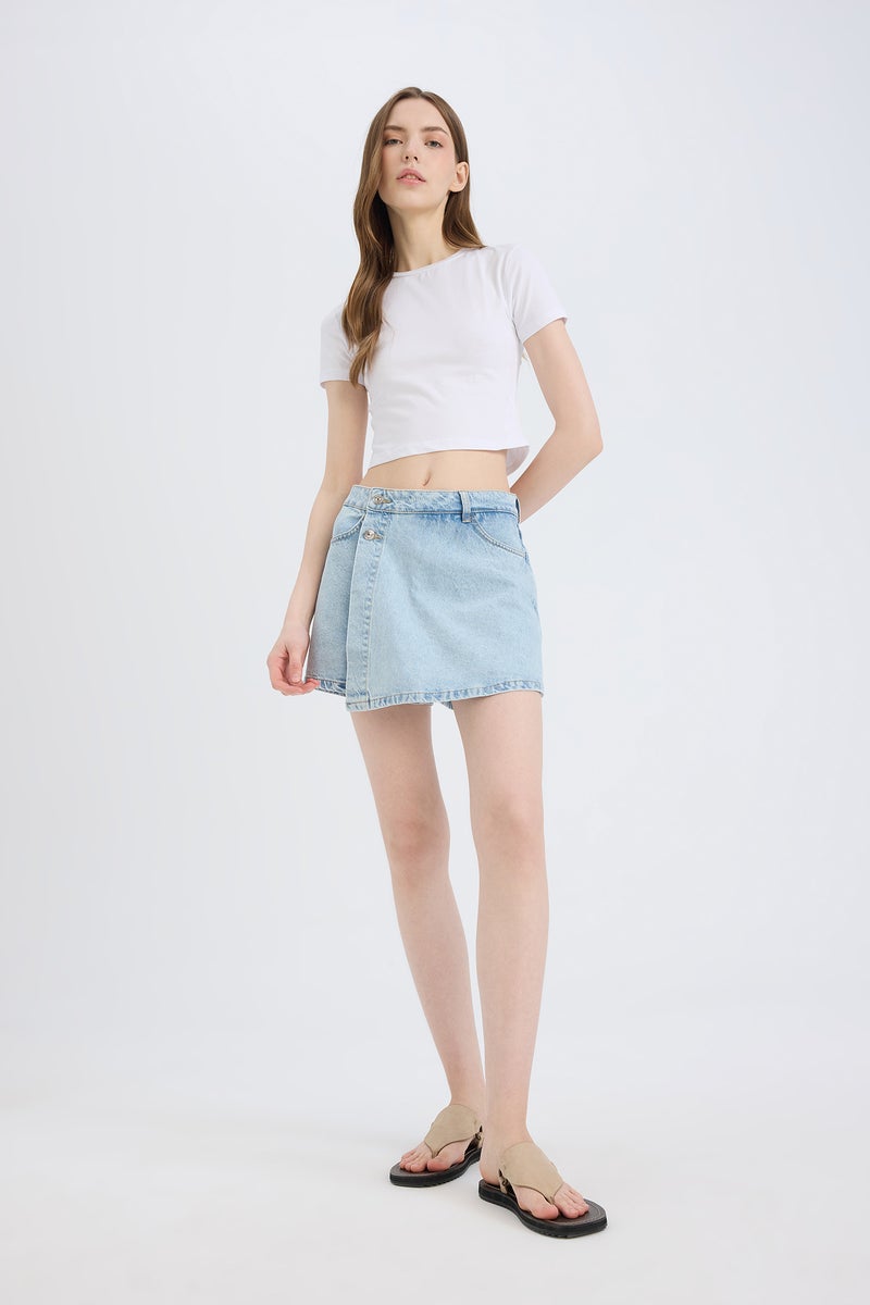DeFacto Blue Woman High Waist Denim Skort Casual - Image 2