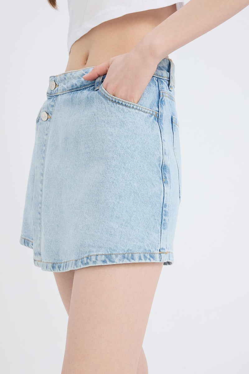 DeFacto Blue Woman High Waist Denim Skort Casual - Image 5