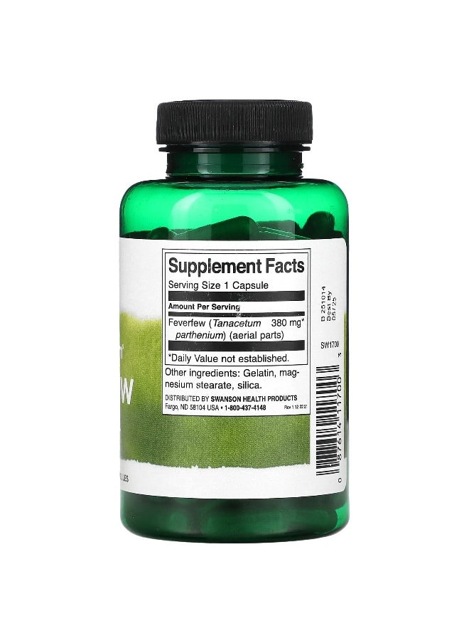 SWANSON Swanson, Full Spectrum Feverfew, 380 mg, 100 Capsules  - Image 2